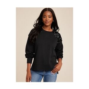 Maurices Black Sequined Shoulder Sweatshirt 2X